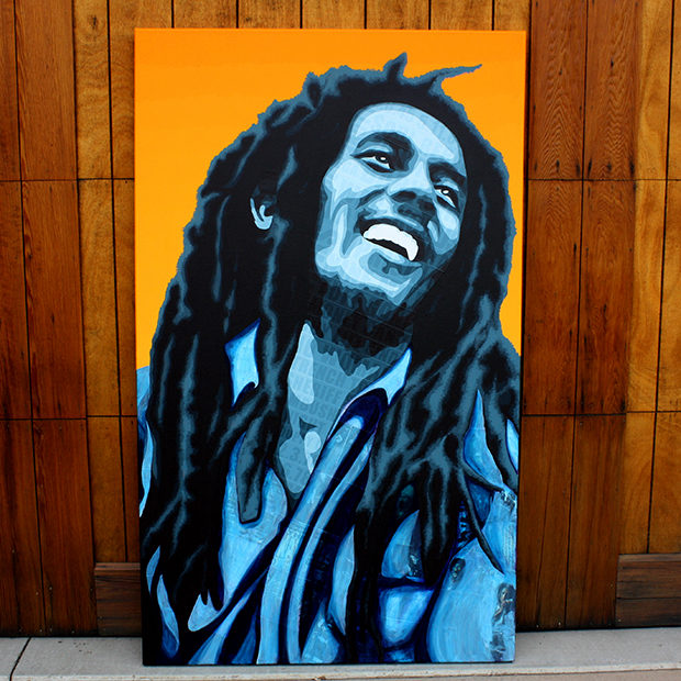 Bob Marley Collage Painting Process by Borbay