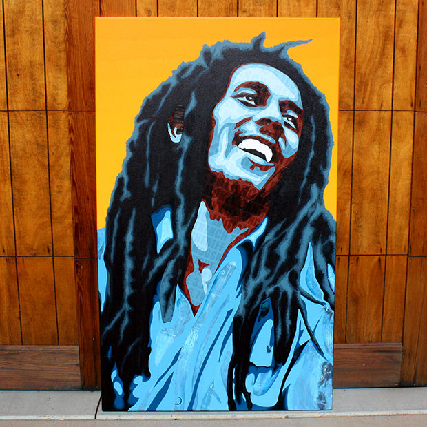 Bob Marley Collage Painting Process by Borbay
