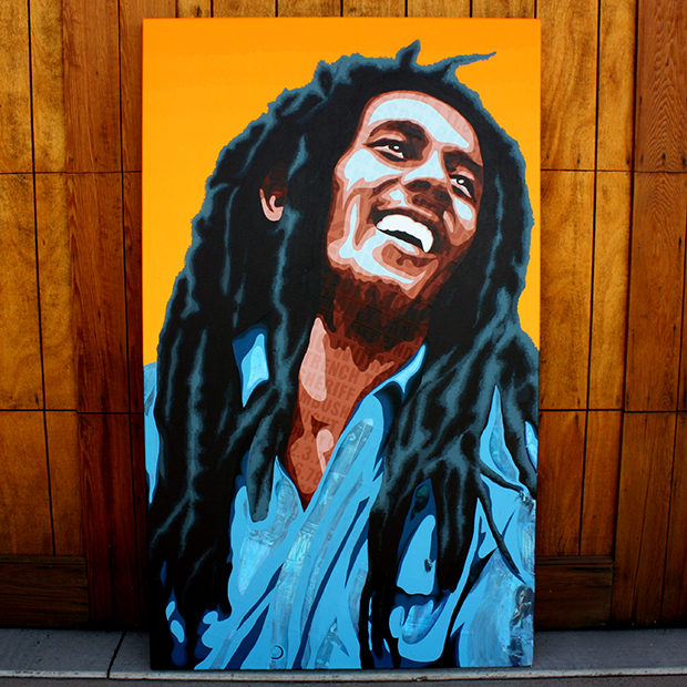 Bob Marley Collage Painting Process by Borbay