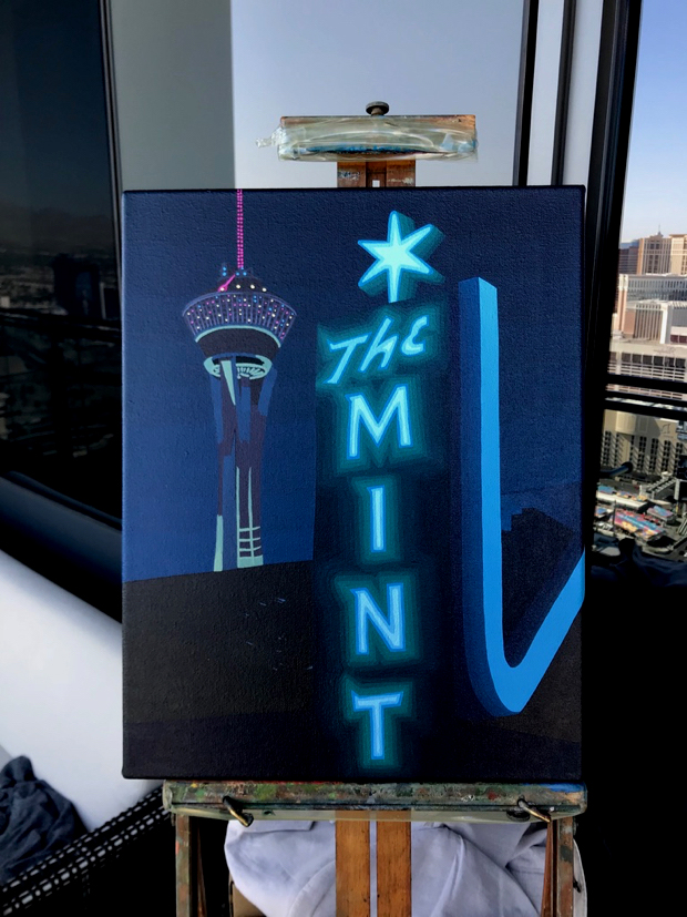 Mint Tavern Painting Process Las Vegas by Borbay