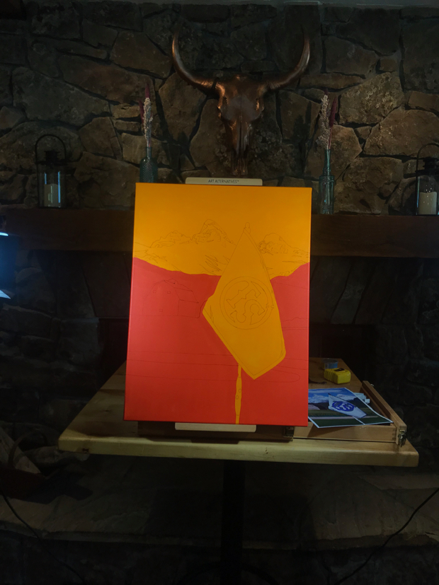 Teton Springs 15th Hole Painting Process by Borbay