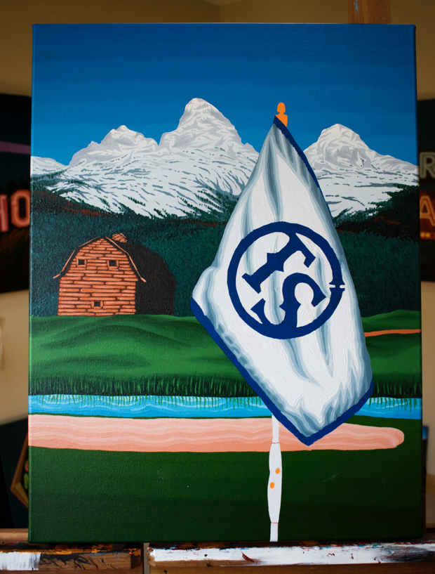 Teton Springs 15th Hole Painting Process by Borbay