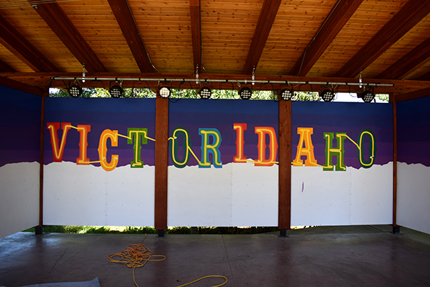 Victor Idaho Mural painting process by Borbay