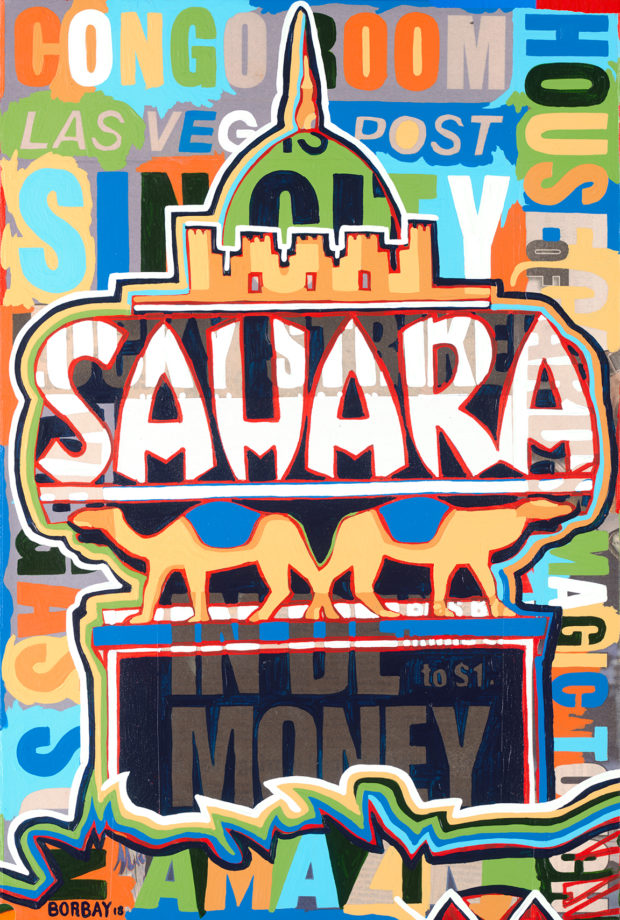 Sahara Las Vegas Collage Painting by Borbay