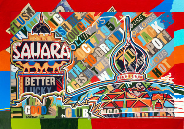 Sahara Las Vegas Horizontal Collage Painting by Borbay Full Frame