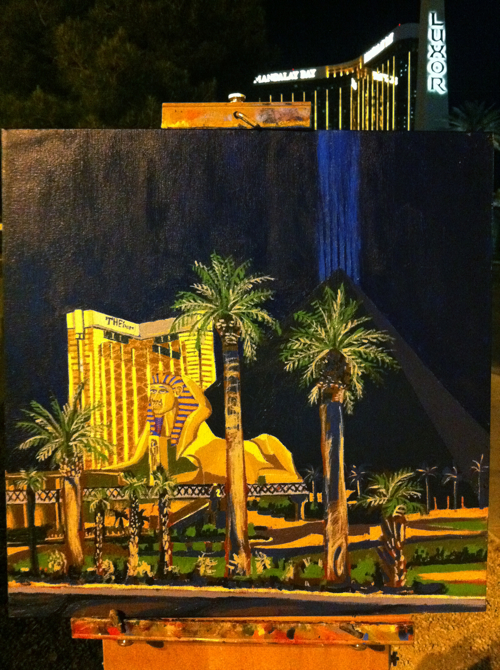 Painting Process The Luxor Las Vegas at Night BORBAY