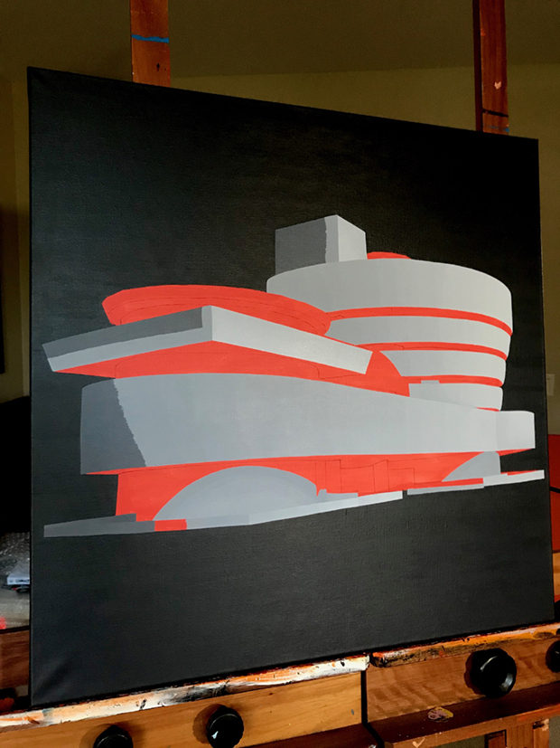 Silver Guggenheim Painting Process by Borbay