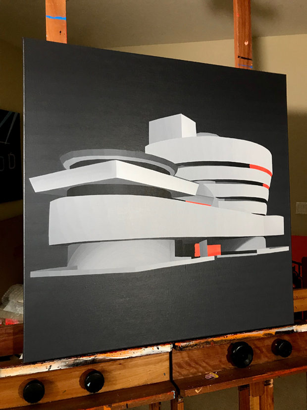 Silver Guggenheim Painting Process by Borbay