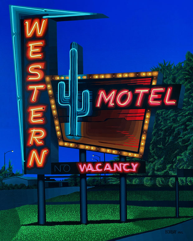 Western Motel Painting by Borbay